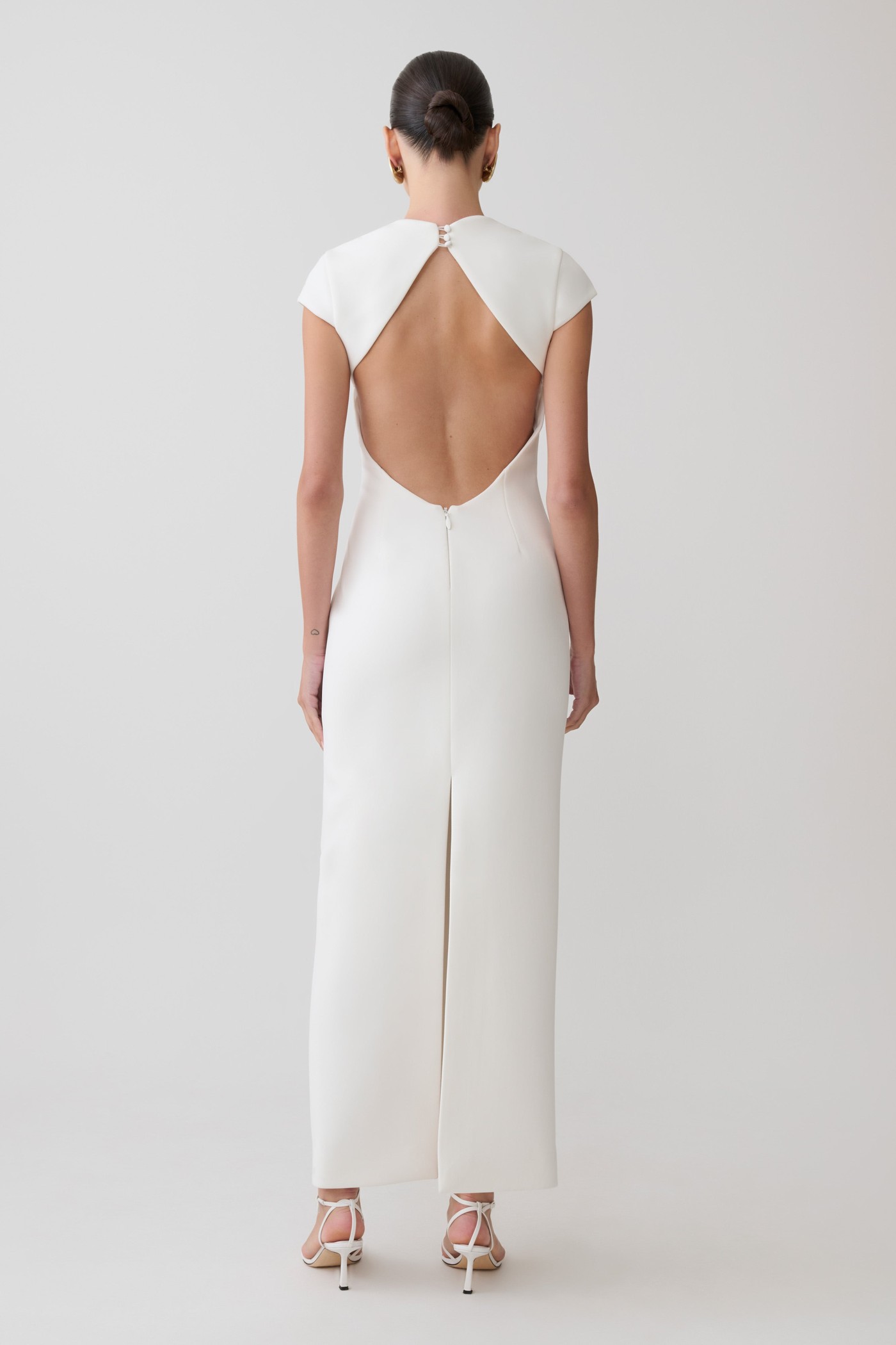 Briella V Neck Suiting Maxi Dress - Ivory view 3