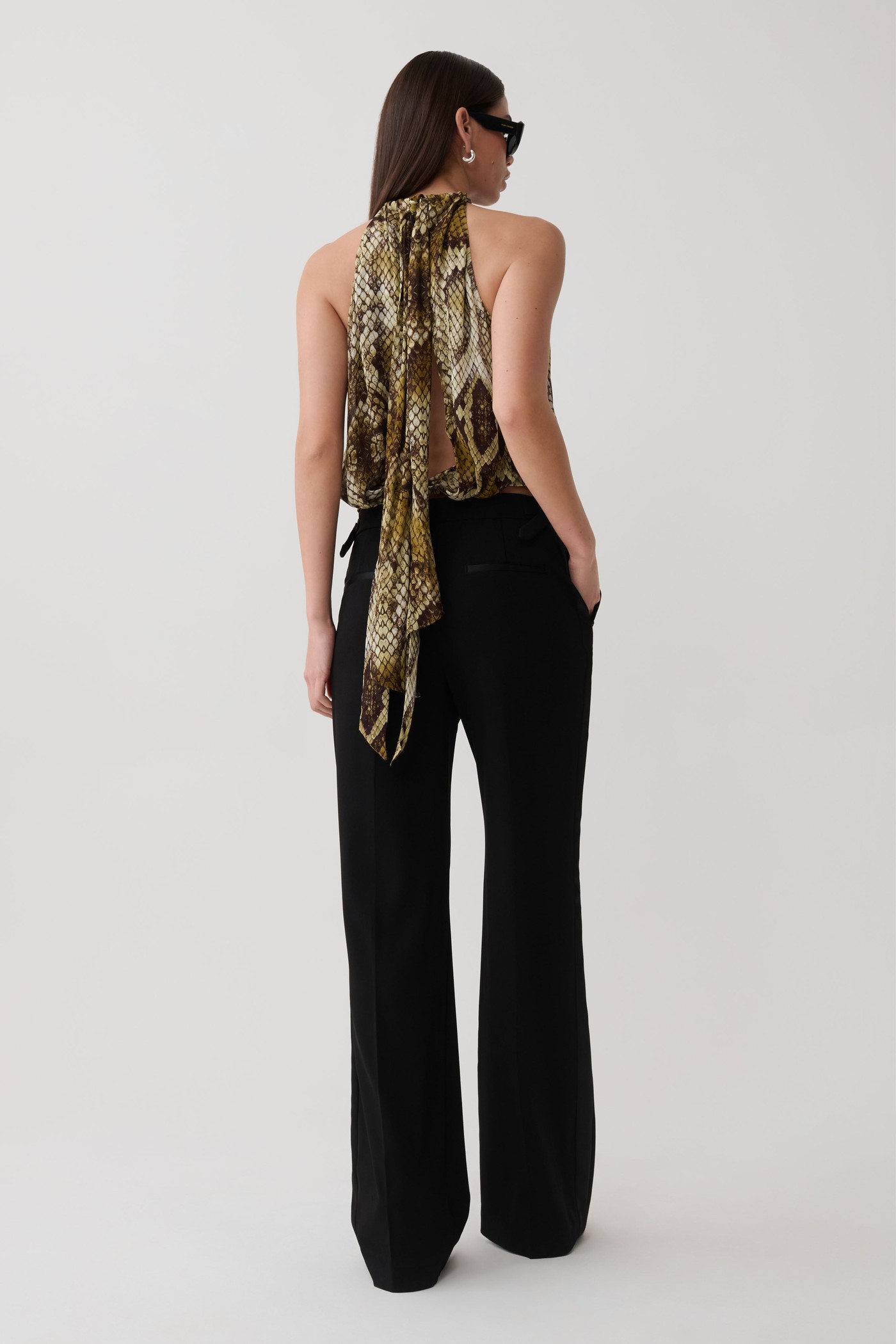 Eliana Tie Back Chiffon Sleeveless Top - Snake Print view 4